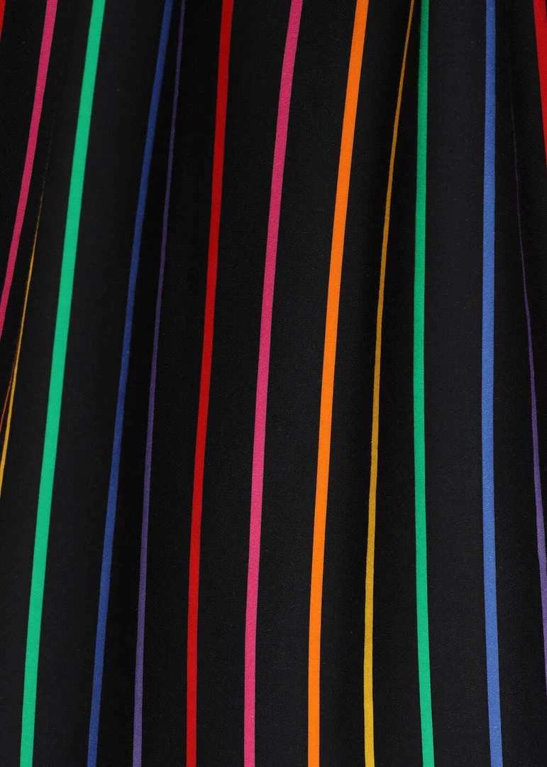 Collectif Amber-Lea Dark Rainbow 50's Swing Dress Multi New In