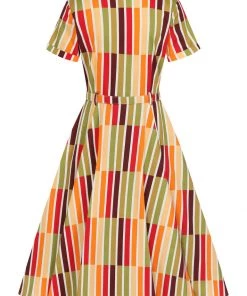 Collectif Caterina Alternate Stripe 50's Swing Dress Multi