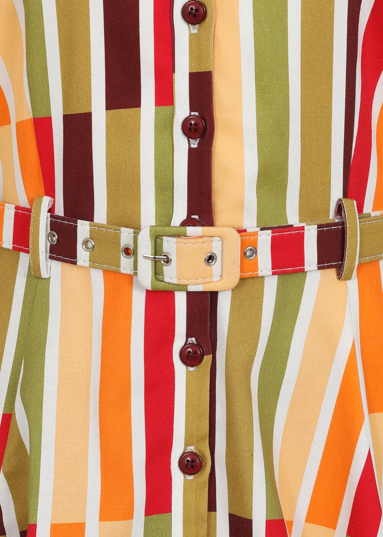 Collectif Caterina Alternate Stripe 50's Swing Dress Multi