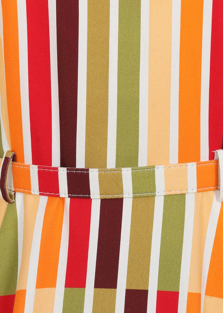 Collectif Caterina Alternate Stripe 50's Swing Dress Multi