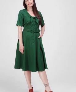 Collectif Ann Harrad 50's Swing Dress Green New In