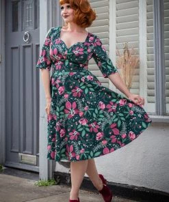 New In Collectif Trixie Escapist Floral 50's Swing Dress Multi