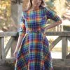 Collectif Suzanne Rainbow Check 50's Swing Dress Multi