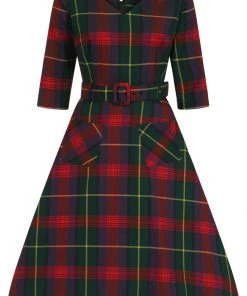 Collectif Cerere Etude Check 40's Swing Dress Multi New In