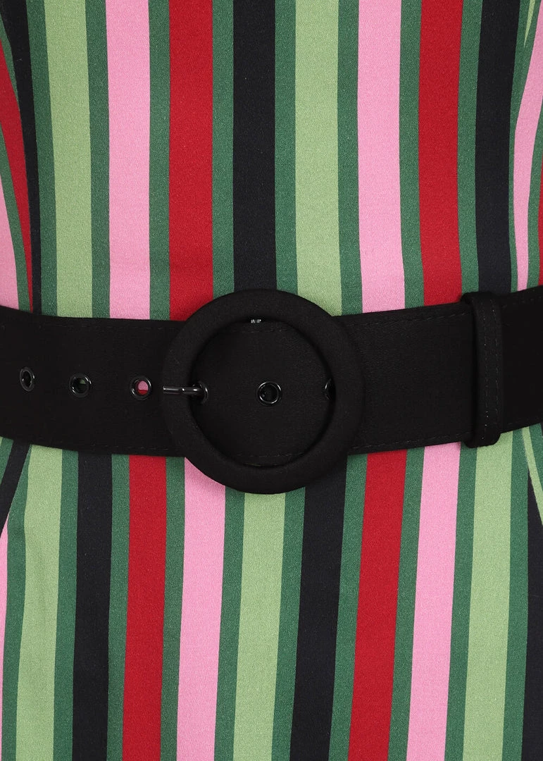 Collectif June Mountain Stripe 50's Swing Dress Multi New In