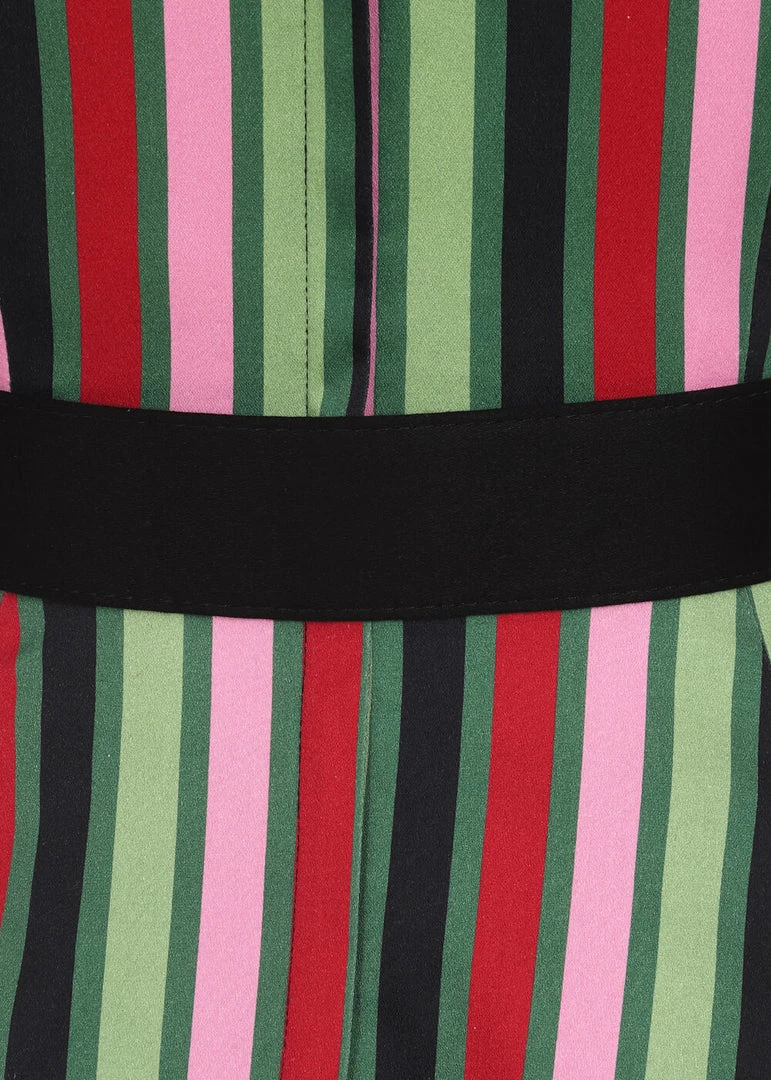 Collectif June Mountain Stripe 50's Swing Dress Multi New In