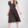 Collectif Miriana Love Roses 50's Swing Dress Black New In