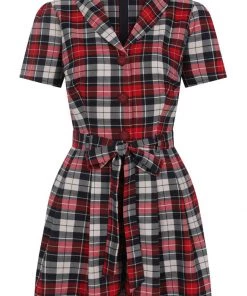 Collectif Hattie Sherwood Check 40's Playsuit Multicolour