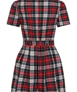 Collectif Hattie Sherwood Check 40's Playsuit Multicolour