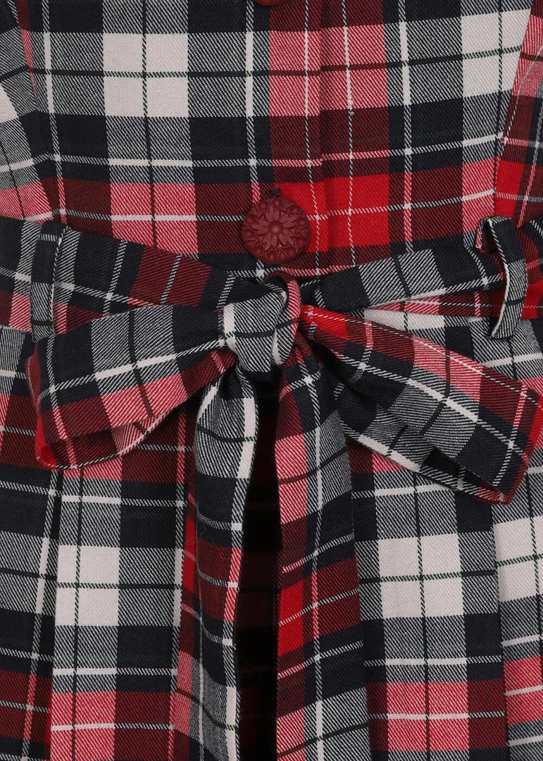 Collectif Hattie Sherwood Check 40's Playsuit Multicolour