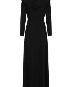 New In Collectif Galadriel Hooded 70's Maxi Dress Black