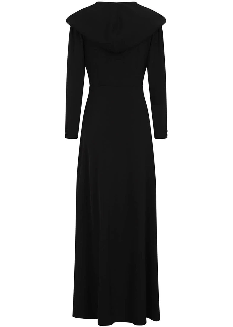 New In Collectif Galadriel Hooded 70's Maxi Dress Black