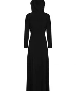 New In Collectif Galadriel Hooded 70's Maxi Dress Black