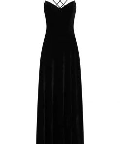 Collectif Amalia Velvet 60's Maxi Dress Black