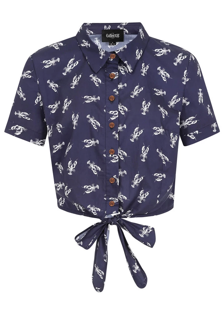 Collectif Sammy Lobster 40's Blouse Navy