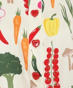 New In Collectif Sammy Vegetable Medley 50's Blouse Cream