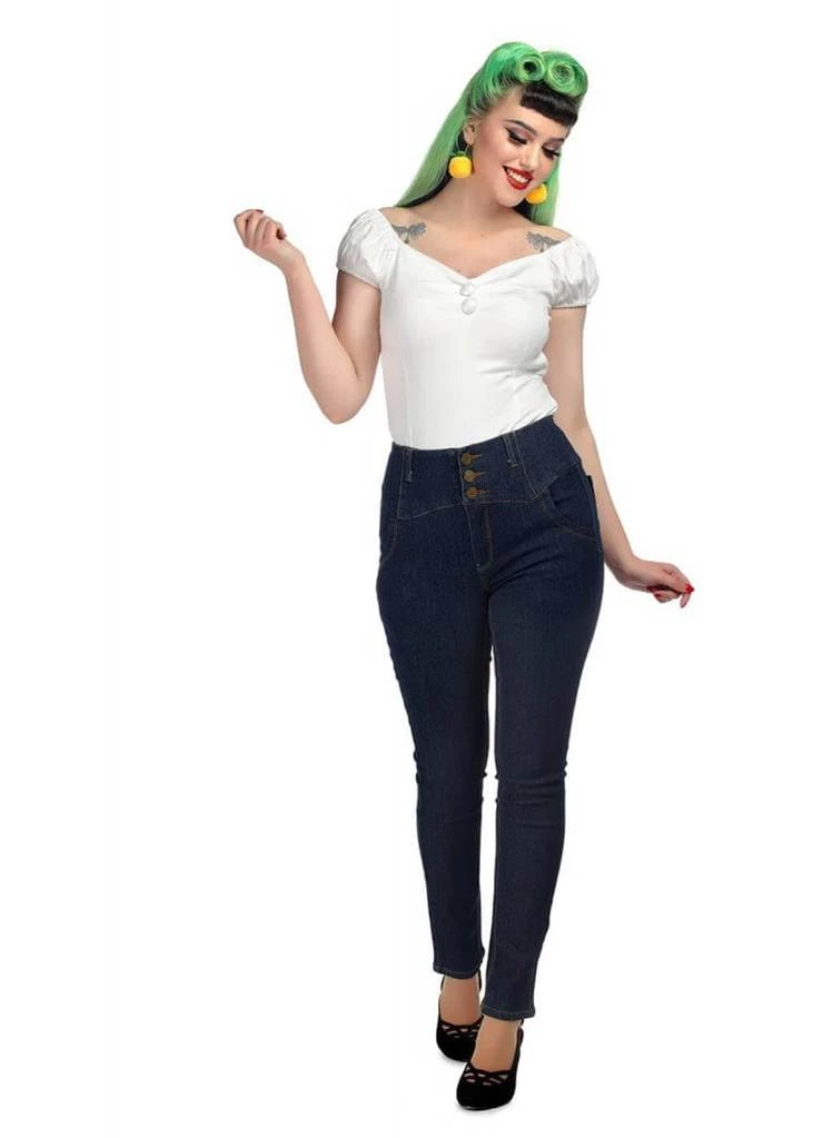 Collectif Rebel Kate 50'S Denim Jeans Navy Blue