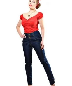 Collectif Rebel Kate 50'S Denim Jeans Navy Blue