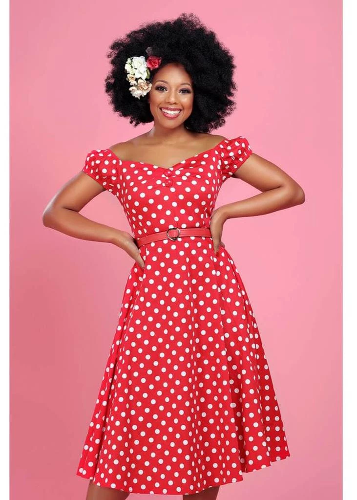 Collectif Dolores Polkadot 50's Swing Dress Red New In