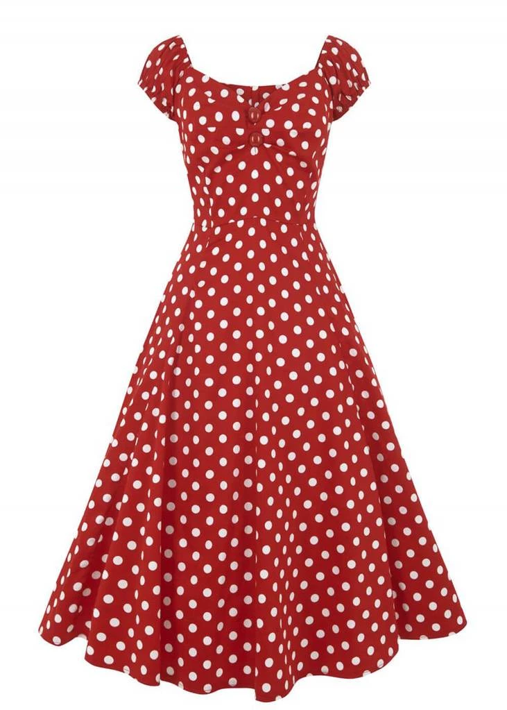 Collectif Dolores Polkadot 50's Swing Dress Red New In