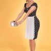 Collectif Dolores Polkadot 50's Pencil Dress Black New In