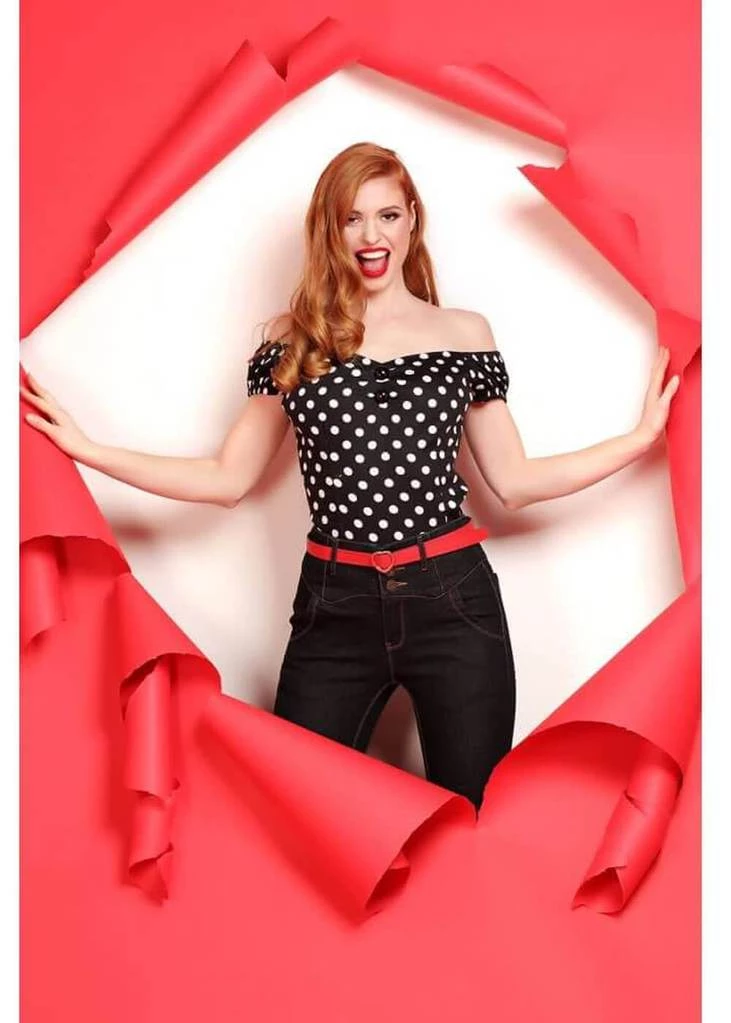 Collectif Dolores Polkadot 50's Top Black White New In