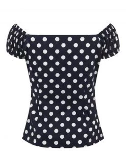 Collectif Dolores Polkadot 50's Top Black White New In