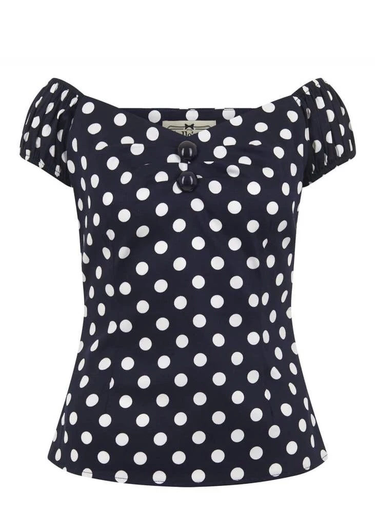 Collectif Dolores Polkadot 50's Top Black White New In