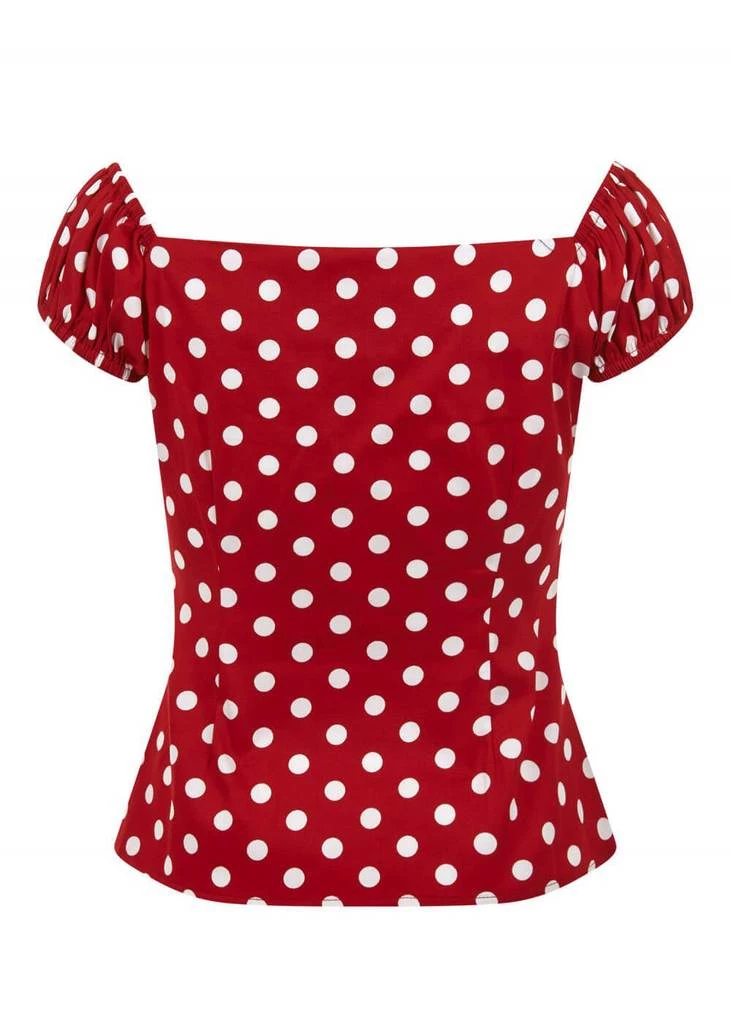 New In Collectif Dolores Polkadot 50's Top Red