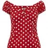 New In Collectif Dolores Polkadot 50's Top Red