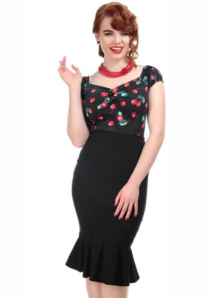 Collectif Dolores 50's Cherry Top Black New In