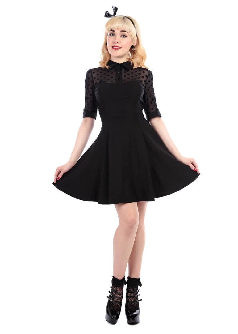 New In Collectif Wednesday Skater 50's Dress Black