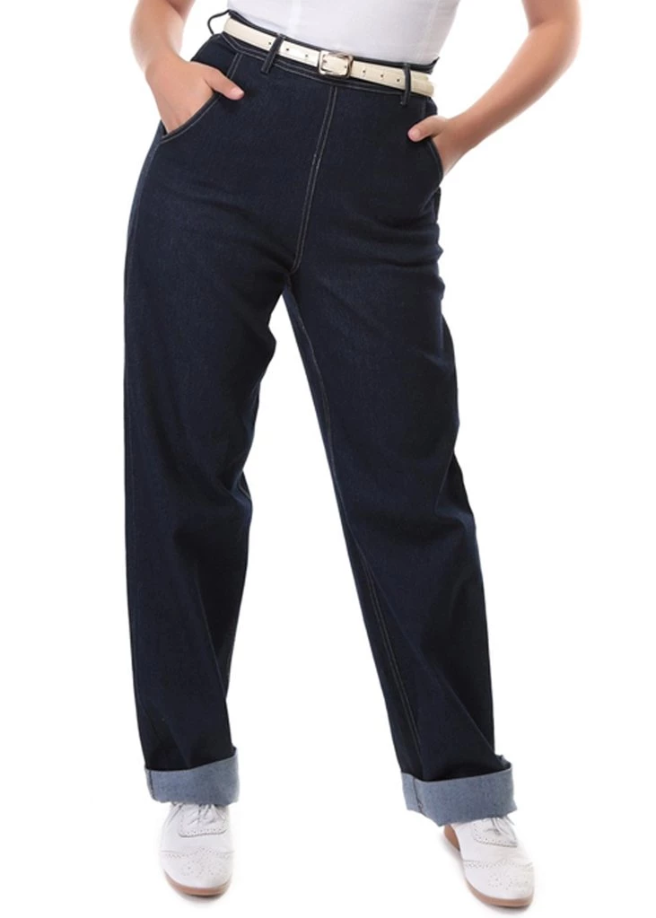 Collectif Siobhan Denim 50's Jeans Navy Blue