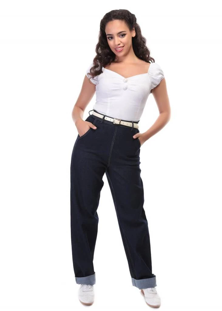 Collectif Siobhan Denim 50's Jeans Navy Blue