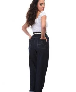 Collectif Siobhan Denim 50's Jeans Navy Blue
