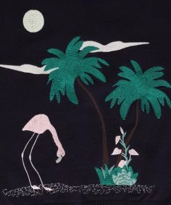 Collectif Lucy 50's Flamingo Palm Cardigan Navy