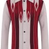 Collectif Men Luca Diamond Long Sleeve 60's Cardigan Red New In