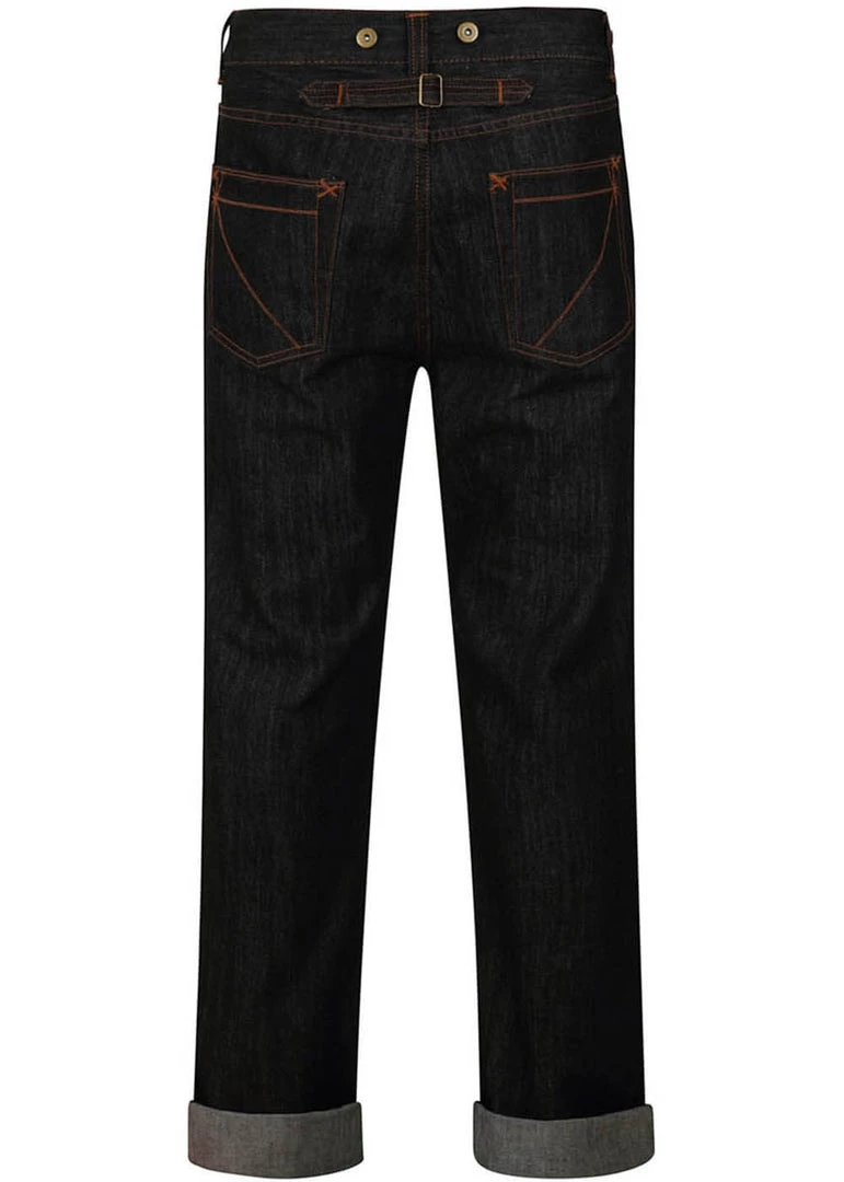 New In Collectif Mens Eddie Denim 40's Jeans Charcoal