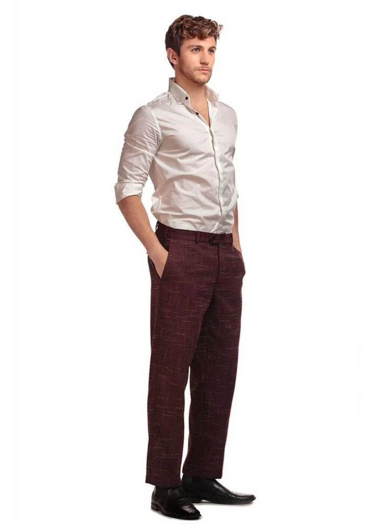 Collectif Men Bobbie Crosshatch Trousers Burgundy