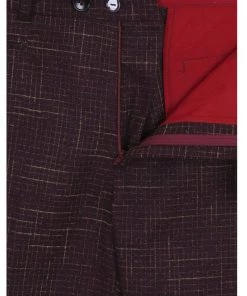 Collectif Men Bobbie Crosshatch Trousers Burgundy