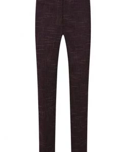 Collectif Men Bobbie Crosshatch Trousers Burgundy