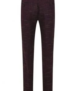 Collectif Men Bobbie Crosshatch Trousers Burgundy