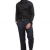 Collectif Men Bobbie Crosshatch Trousers Navy New In