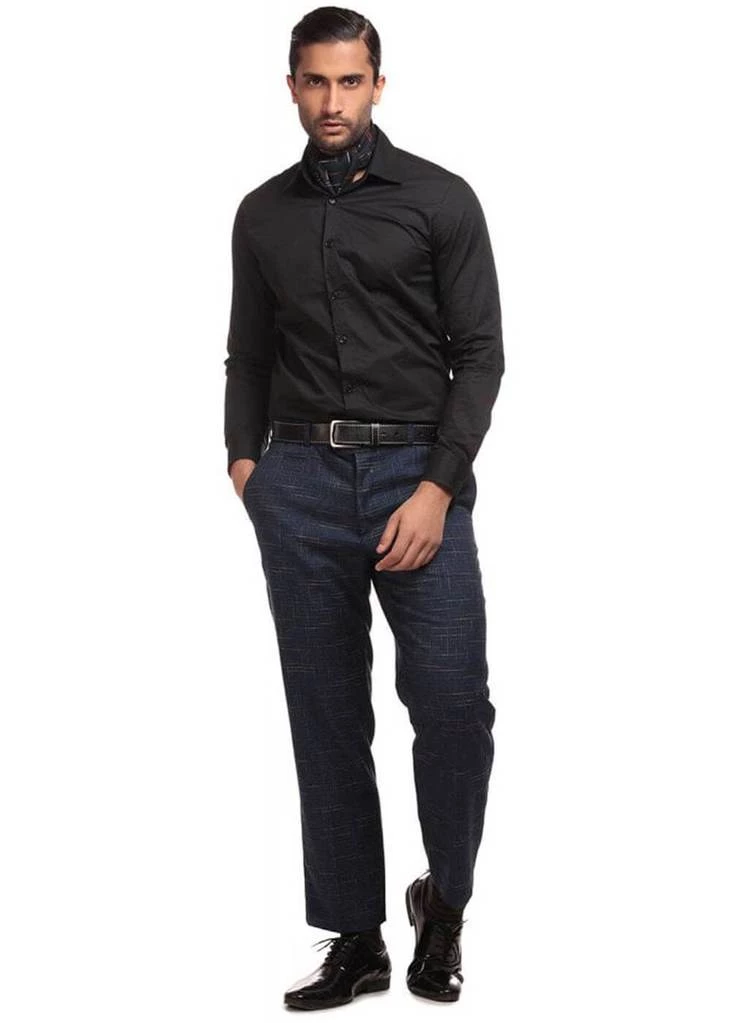 Collectif Men Bobbie Crosshatch Trousers Navy New In