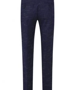 Collectif Men Bobbie Crosshatch Trousers Navy New In