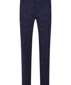 Collectif Men Bobbie Crosshatch Trousers Navy New In