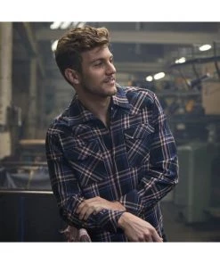 New In Collectif Men Tiago Scot Check Shirt Blue