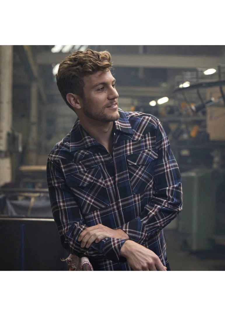 New In Collectif Men Tiago Scot Check Shirt Blue