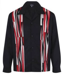 New In Collectif Men Billie Abstract Shirt Black