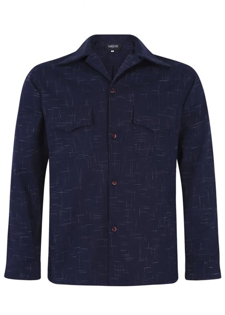 New In Collectif Men Adam Crosshatch Shirt Navy